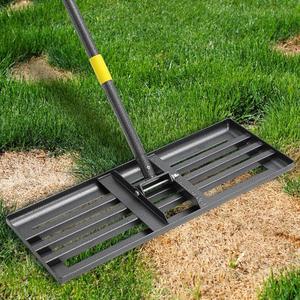 Lawn Leveling Rake, 5 FT Lawn Leveler with 30 x 10 Wide Large Rakes Head for Smooth Garss Soil Dirt Sand, High Effect Ground Leveling Tool with Round Edge for Yard Garden Golf Course, No Flip