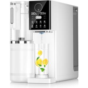 Portable 8-Stage RO Filtration System, No Installation, Water Purifier for Home, Reverse Osmosis Water Filter Countertop for Kitchen, Office, RV, White