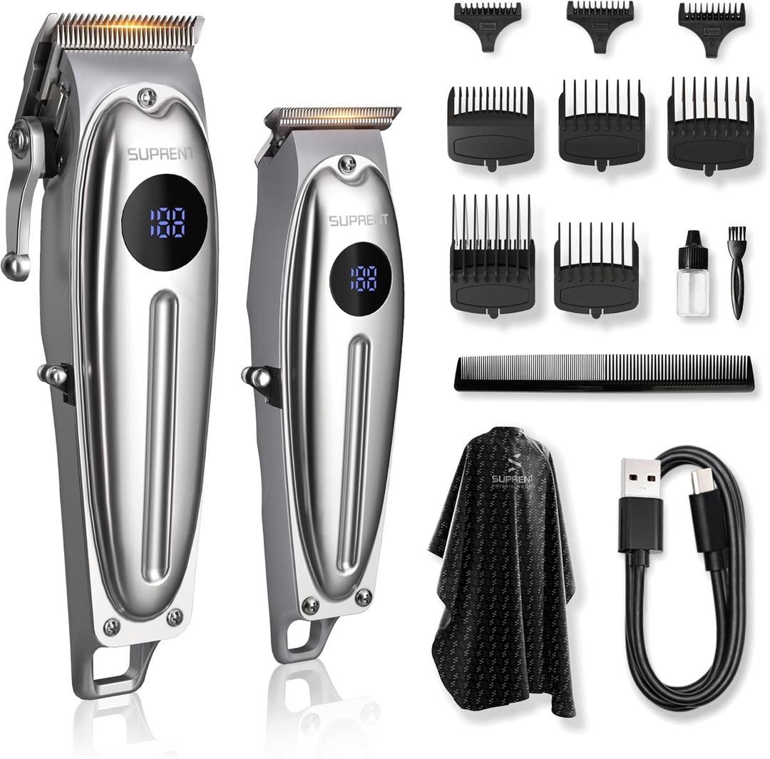 SUPRENT Professional Rechargeable Hair Clipper-Hair Clippers for Men, Cordless Hair Cutting Kit with LED Display
