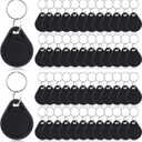 100 Pcs NFC Tags Keytags NFC Key Keychain Business Card Commercial Access Cards Chip Digital Programmable 504 Bytes Memory, Compatible with Mobile Phone (Black)