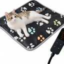 furrybaby Pet Heating Pad, Waterproof Dog Heating Pad Mat for Cat with Durable Anti-Bite Tube Indoor for Puppies Dogs Cats (1 Pack Black, 17 X 17in, Temp Adjustable)