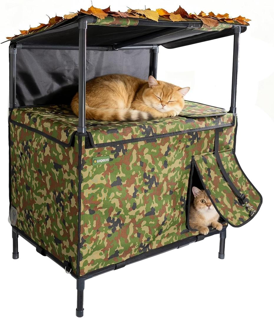 4-Season Cat House - Waterproof Outdoor Pet Shelter & Indoor Cat Cave - Removable Heating Pad for Winter, Cooling Mat Compatible for Summer - Secure Sanctuary for Feral & Home Cats