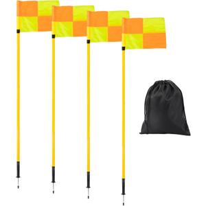 Desyeryamimi Soccer Corner Flags Set of 4 for Soccer Field, Adjustable Spring Loaded Soccer Flags Agility Training Poles Soccer Sticks, Speed and Agility Training Equipment with Storage Bag-5FT