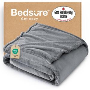 Bedsure Fleece Throw Blanket for Couch Grey - Lightweight Plush Fuzzy Cozy Soft Blankets and Throws for Sofa, 50x60 inches