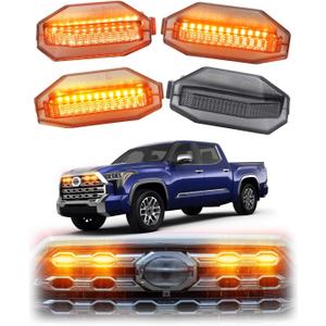 LED Front Grill Lights for Toyota Tundra 2026 2025 2022-2023 3rd Gen Accessories Tundra Grille Light Bar 4Pcs Racing Raptor Light Kit (Amber,Only fit Platinum,1794 Edition)