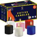 Candle Charisma Multicolor Unscented Votive Candles - 15 Hour Burn time - Set of 36 for Dinner, Wedding, and Holiday Decorations