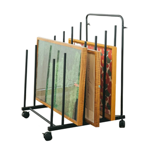 GENMOUS Art Storage Rack with Caster Wheels, Art Drying Rack Metal Storage Stand for Canvas Storage Paint Drying Rack,Drawing Board Stands for Printed Matter,Crafts Drying,Art Studio,Classrooms Easel