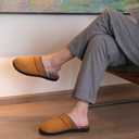 DL Men's Memory Foam Slippers with Fuzzy Plush Lining, Slip on House Slippers with Indoor Outdoor Anti-Skid Rubber Sole