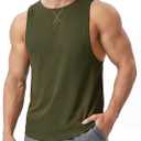 Men's Sleeveless Workout Tank Top Quick Dry Gym Muscle Bodybuilding Vest Breathable Lightweight Summer Athletic Tops (Green, L)