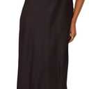 Summer Satin V Neck Wrap Maxi Dress for Women 2025 Elegant Silk Cap Sleeve Wedding Guest Dresses (Black), XS