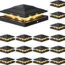 APONUO Paquete de 16 luces solares para tapa de poste de 4 x 4, 6 x 6, luz solar IP64 impermeable, 16 LED, 2 modos, luces al aire libre para postes de madera/vinilo de 4 x 4, 5 x 5, 5.5 x 5.5, valla (Negro -)