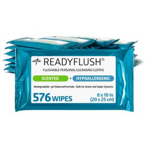 Medline Readyflush Biodegradable Flushable Wipes, 576 wipes (24 pack of 24 wipes)