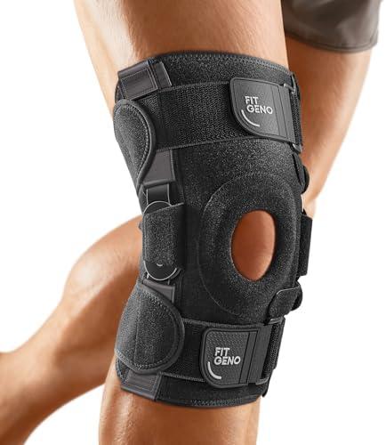 Fit Geno Hinged Knee Brace for Meniscus Tear: Adjustable Knee Support for Knee Pain w/Side Stabilizers & Hinges for Injury or Surgery Recovery - Men and Women size regular