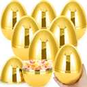Octeric 6 Pcs 6" Jumbo Golden Easter Eggs, Fillable Shiny Metallic Plastic Eggs for Filling Treats Toys Gift Baskets Filler Stuffers, Easter Hunt Decor, Party Favor, Classroom Prize Supplies