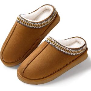 Homitem House Bedroom Slippers for Women Platform Shoes Indoor and Outdoor with Fuzzy Lining Hard Sole Memory Foam Slip on, 9-10