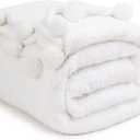 LBRO2M Double Sided Sherpa Blanket,King Size Super Soft Fuzzy Plush Warm Cozy Fluffy Throw Reversible Luxurious Blankets (White) (King(90x104 Inches))