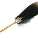 Feather Calligraphy Pen,Vintage Refined Quill Ballpoint Soft Fluffy Pen, for Gift Wedding (Black)