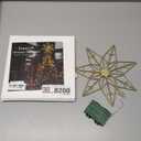 YEAHOME Christmas Tree Topper, Gold Glittered Hollow 7-Point Star Tree Topper, Lighted Wire Star with 20 LED Lights for Christmas Treetop, Xmas Tree Topper with Timer, Christmas Tree Decorations