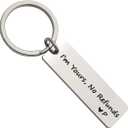 Beeshion Funny Keychain for Couples I'm Yours No Refunds Keychain Engraved Initial Personalized Gift for Husband Boyfriend