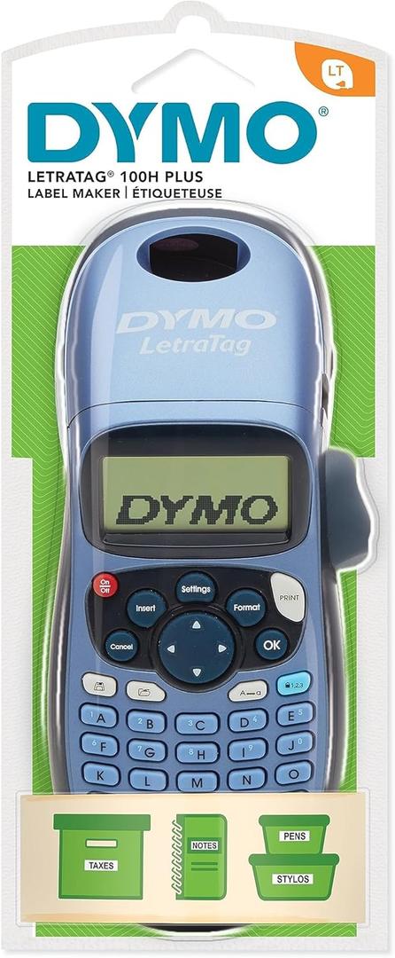 DYMO Label Maker LetraTag 100H Handheld Label Maker, Easy-to-Use, 13 Character LCD Screen, Great for Home & Office Organization, Monochrome Output