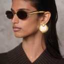 Retro Oval Small Sunglasses for Women Men - Trendy Vintage Gold Metal Sun Glasses (A1 Gold / Grey)