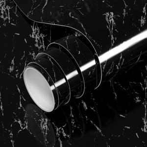 Marble Wallpaper Peel and Stick for Countertop Black 35" x 393.7"