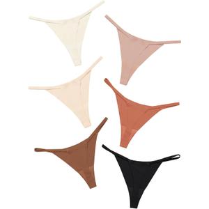 DEANGELMON Seamless G-string Thongs for Women - No Show Thong Underwear Low Rise Stretch Panties Workout Pack (Small)