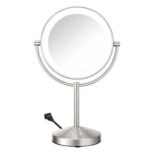 Conair Lighted Makeup Mirror, Double-Sided LED Vanity Mirror with 1X/10X Magnification, 3 Light Settings, 3 Modes, 360 Rotation, Satin Nickel Finish