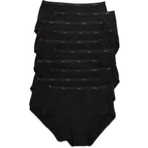 Hanes Women's Underwear Pack, 10-Pack, Full-Coverage Cotton Blend Panties, Moisture-Wicking Underwear for Women (Black, L)