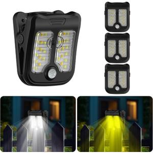 Tryme Small Solar Lights for Chain Link Fence Outdoor Motion Sensor Clip on Solar Lights for Garden Gate Deck Step Patio Camping 4 Pack