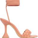 Cape Robbin Curve Sexy Woven High Heels for Women, Square Open Toe Shoes Heels (Pink) Size 10 