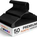 HOUSE DAY Plastic Hangers 50 Pack - Black Clothes Hangers with Non-Slip Shoulder Grooves, Durable and Sturdy Coat Hanger, Space Saving Slim Design Perfect for Closet Organizers and Storage