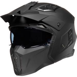ILM Open Face Motorcycle 3/4 Half Helmet for Men and Women, Vintage Retro Helmet with Visor for Moped ATV Cruiser Scooter DOT Model Z302(Matte Black,Large)