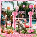 Poen 80" Giant Inflatable Flamingos Limbo Game for Kids Adults, Pink Blow up Flamingos Pool Party Decorations for Summer Indoor Outdoor Beach Tropical Hawaiian Luau BBQ Party Games, Pump Not Included