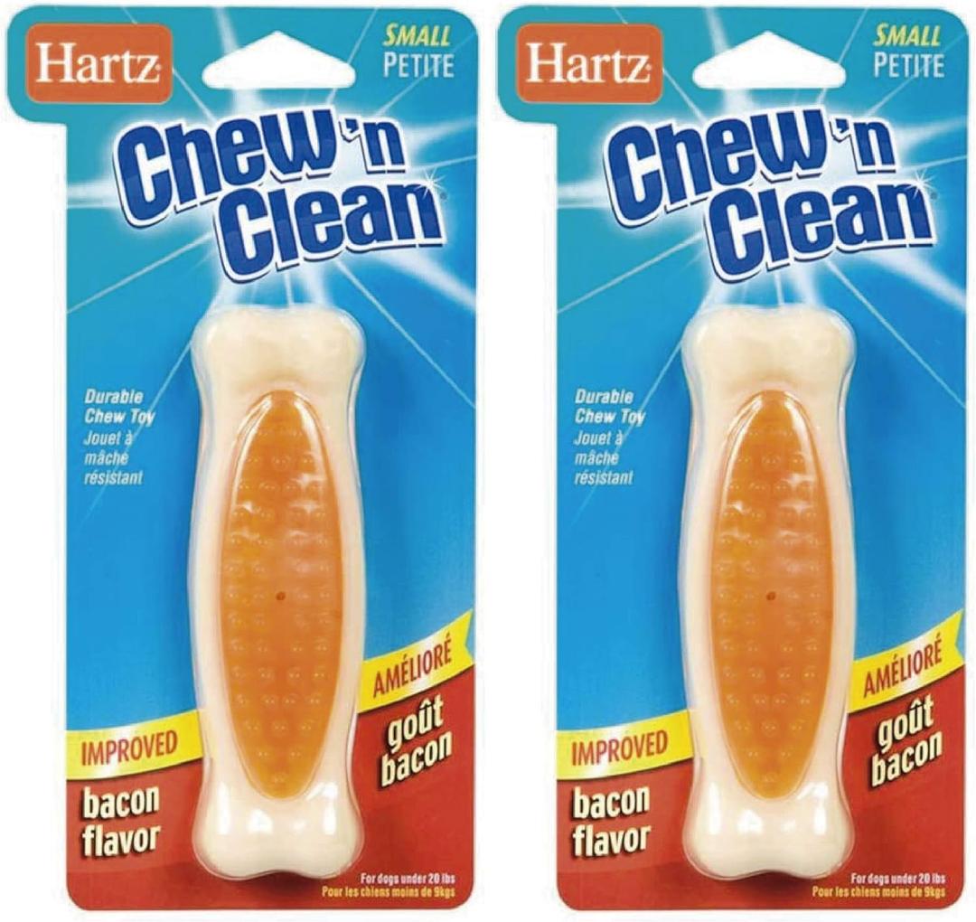 Hartz Chew'n Clean Tuff Bone Bacon Flavored Small Dog Toy (Pack of 2)2 Hartz Chew'n Clean Tuff Bone Bacon Flavored Small Dog Toy (Pack of 2)2