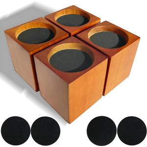 Wood Bed Furniture Risers 4 Inch Heavy Duty Risers, Supports up to 6,000 Lbs, for Sofa Couch Desk Chair Table Base Raising Space, Convenient Store and Cleaning, Pack of 4 Brown