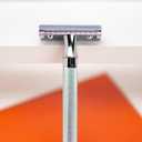 MERKUR 24C Safety Razor For Women with 10 Double Edge Blades | Extra Long Handle | Three-piece Razor | Straight Cut | Bright Chrome Finish | Made in Germany