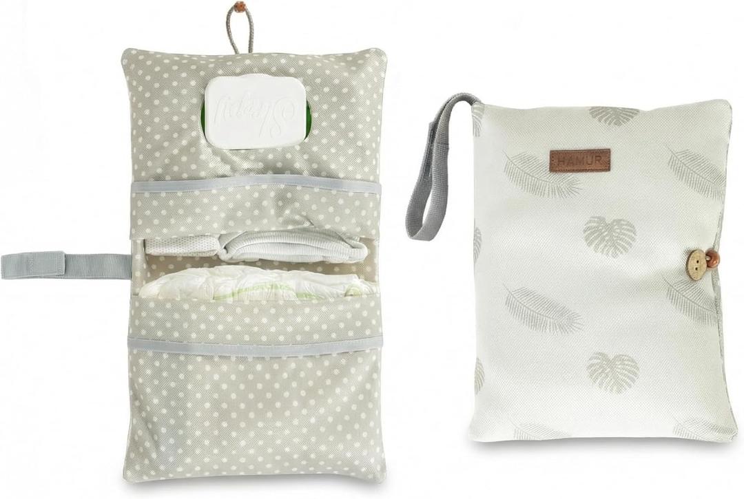 HAMUR Baby Diaper Bag Organizer  Travel-Friendly, Compact & Foldable | Stroller Pouch for Newborn Essentials  Must-Have for Boys & Girls (Leaves)