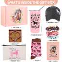 Horse Lover Gifts for Women Horse Stuff Cool Gifts Include Tumbler Mug Makeup Bag Baseball Hat Bracelet Hair Band Socks Card for Birthday Christmas