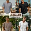 Huukeay 4 Pack Men's V Neck Cotton T Shirts M-7XL Regular Big and Tall Short Sleeve Tee 2026 Summer Clothing