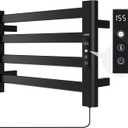 LANMEL Towel Warmers for Bathroom, Wall Mounted Heated Towel Dryer Rack, 11.4" 4 Bars Black – IPX6, Touch Display, 24hr Timer & Temp Control