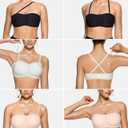 OEAK Womens Strapless Bras Jelly Push Up Bandeau Bra Non Slip Wireless Supportive Padded Bras Seamless Comfortable Tube Bra (Teal, XS)