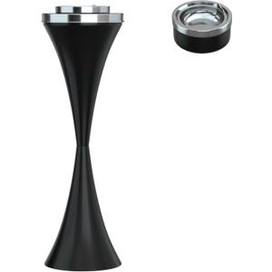 RELIANCER Floor Standing Ashtray w/Detachable Container,Stainless Steel Cigarette Ash Tray,Outdoor Self-Cleaning Ash Holder w/Weighted Base, Butt Receptacle Disposal for Home Patio (Black)