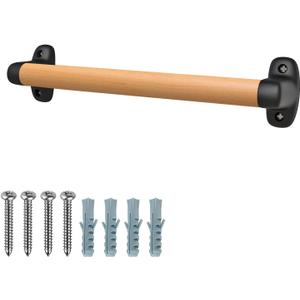 SELEWARE 12 inch Playground Safety Handle Wood Kids Playground Grab Handles Grip Handle Handrail Playset Handles for Playhouse, Treehouse, Solid Beech Wood with Plastic Brackets for Indoor Outdoor use