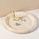 Koville Italian Round Travertine Tray, 8" Vanity Decorative Marble Tray for Countertop, Catchall for Perfume, Candles, Jewelry Dish