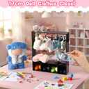 Simgoing 17cm Doll Clothes Closet with 13 Hangers Clothes Storage for Figures Wardrobe Furniture Accessories 17cm Doll Accessories Display Box Portable Storage for Dollhouse(Black)