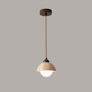 Natural Cave Stone Pendant Light for Kitchen Island, Dining Room Yellow Travertine Chandelier, Modern Style Chandelier Lighting Fixtures (Beige)