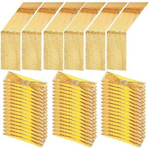 Newwiee 54 Pcs Gold Sequin Chair Sashes and Table Runners, 48 Sequin Chair Bows, 6 Glitter Table Runners for Birthday Party Wedding Banquet Holiday Decorations