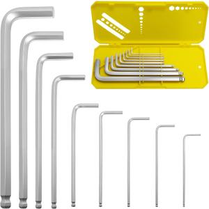 9 PCS Hex Key Set, Ball-End Allen Wrench Set, CR-V Allen Key Set, Metric Hex Wrench Set with 1.5-10MM Sizes, Ergonomic Non-Slip Portable Storage Case for Furniture, Bike, Electronics