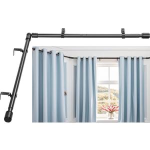 Heavy Duty 1 Inch Corner Curtain Rods Set 30-87 Inch Curtain Rod for Windows L Shaped Curtain Rods Window Curtain Rods Set (Black) Heavy Duty 1 Inch Corner Curtain Rods Set 30-87 Inch Curtain Rod for Windows L Shaped Curtain Rods Window Curtain Rods Set (Black)